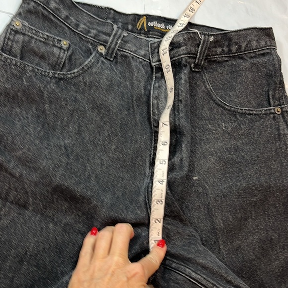 Outback rider BLACK frayed JEAN SHORTS RED stitch pockets Y2K men 30 STREET WEAR - Picture 8 of 12